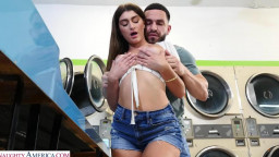 23 11 2022 Mae Milano - Bubble butt brunette Mae Milano gets fucked in the laundromat by friends brother