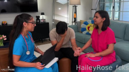 Hailey Rose, Madison Wilde and Max Fills - Two Hot Nurses Cum Over For A Physical