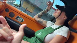 Indica Marie - Horny Tattooed Barista Eats Cock In The Car On Her Break